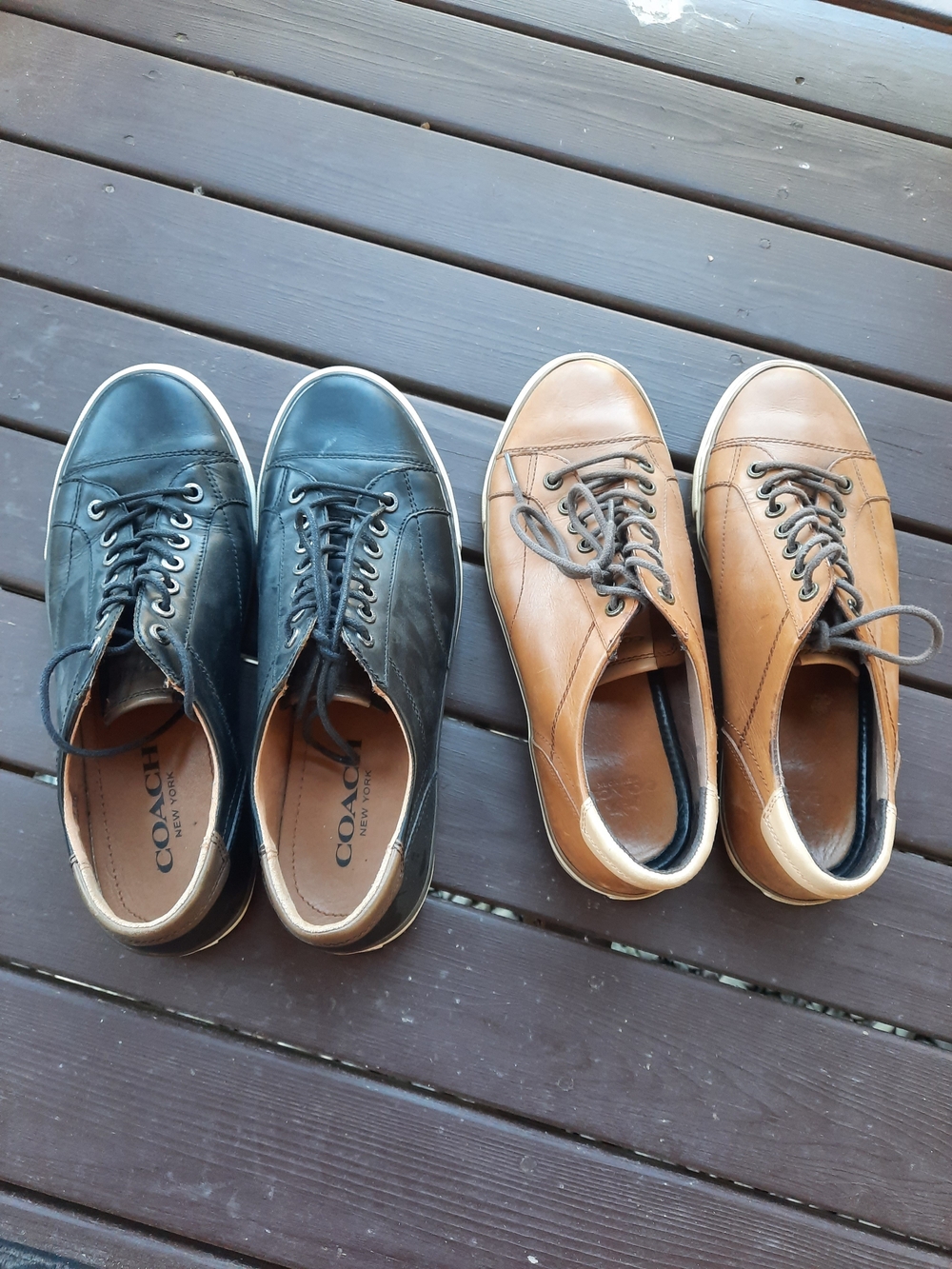Coach Men's Casual Leather Sneakers - Black and Tan